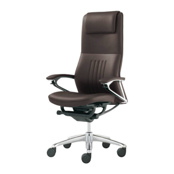 オカムラ Legenda エクストラハイバック 革張り 5本脚 オープン肘(デコレーティブステッチ＋パーフォレーション) CR37FR-P