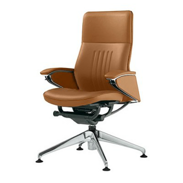 オカムラ Legenda(レジェンダ)シリーズ ハイバック 革張り 4本脚オートリターン パネル肘 CR54FR-P