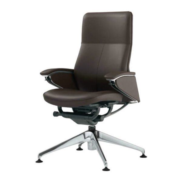 オカムラ Legenda(レジェンダ)シリーズ ハイバック 革張り 4本脚オートリターン パネル肘(スタンダード) CR54SR-P