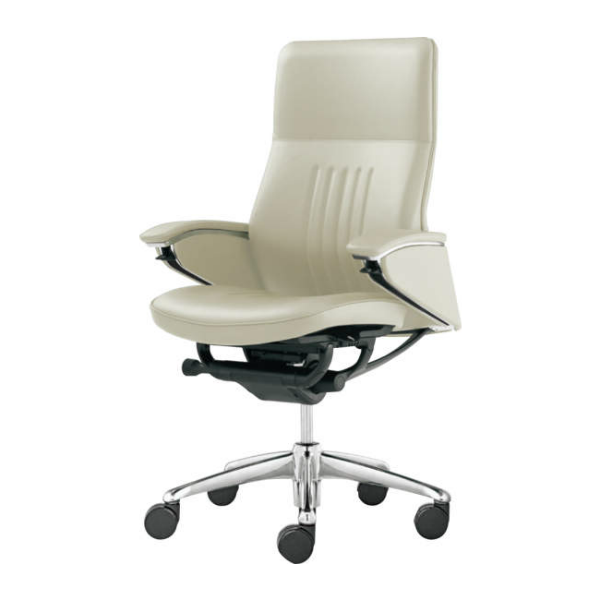 オカムラ Legenda(レジェンダ)シリーズ ハイバック 革張り 5本脚 パネル肘(デコレーティブステッチ) CR55AR-P