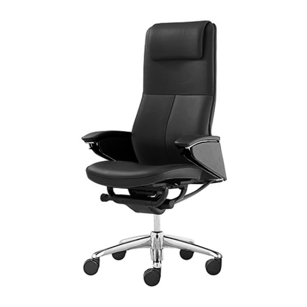 オカムラ Legenda(レジェンダ)シリーズ エクストラハイバック 革張り 5本脚 パネル肘(スタンダード) CR57SR-P