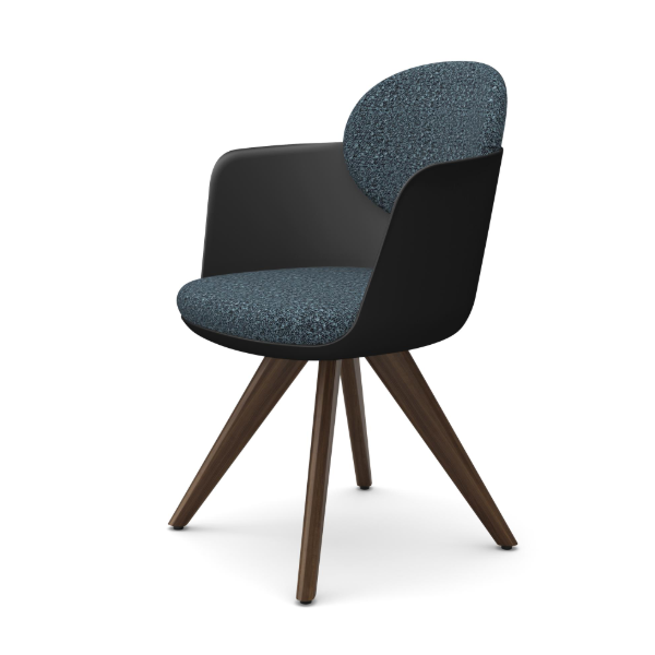 オカムラ フローリスチェア(Foiris) ミーティングチェア  木脚 ブークレ 布張り CS73JR-F7Q3