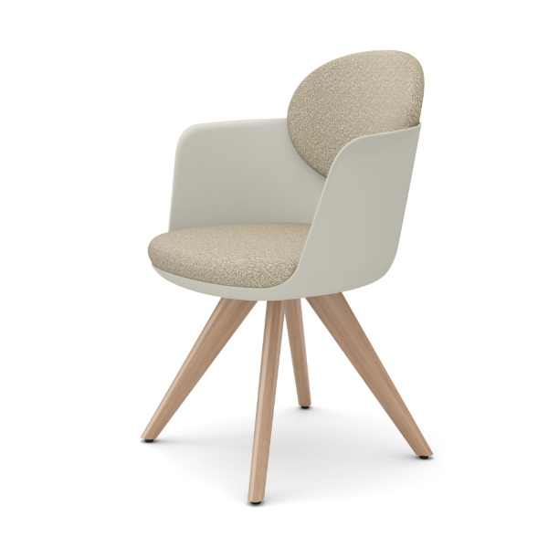 オカムラ フローリスチェア(Foiris) ミーティングチェア  木脚 インターロック 布張り CS73XW-FXW2