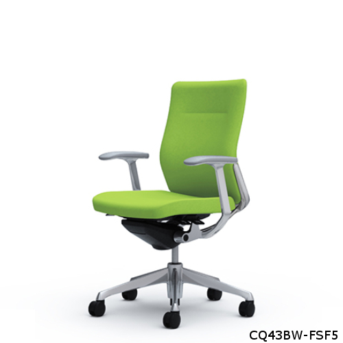 オカムラ コーラルチェア クッション ミドルバック ホワイト体 ポリッシュ枠 ハンガー・ランバー無 デザイン肘 CQ43BW-FS