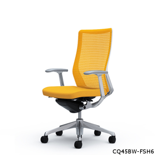 オカムラ コーラルチェア メッシュ ハイバック ホワイト体 ポリッシュ枠 ハンガー・ランバー無 デザイン肘 CQ45BW-FS