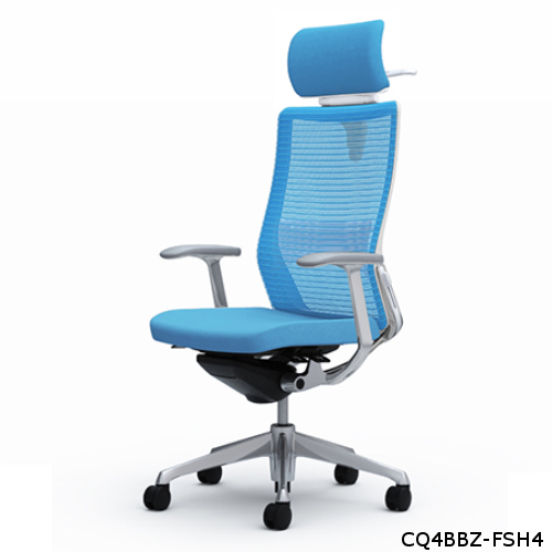 オカムラ コーラルチェア メッシュ エクストラハイバック ホワイト体 ポリッシュ枠 ハンガー・ランバー付 デザイン肘 CQ4BBZ-FS