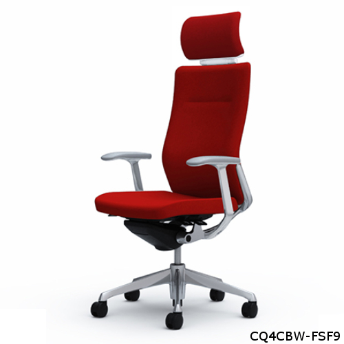 オカムラ コーラルチェア クッション エクストラ背 ホワイト体 ポリッシュ枠 ハンガー・ランバー無 デザイン肘 CQ4CBW-FS