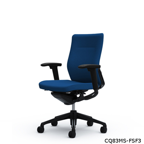 オカムラ コーラルチェア クッション ミドルバック ブラック体 ブラック枠 ハンガー無 ランバー付 アジャスト肘 CQ83MS-FS