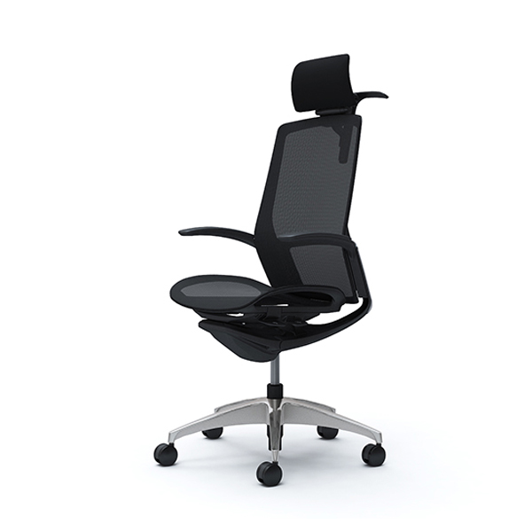 オカムラ フィノラチェア エクストラハイバック 座メッシュ メッキパネル ポリッシュ脚 デザインアーム C74BBR-F1E/C74BBR-F1F