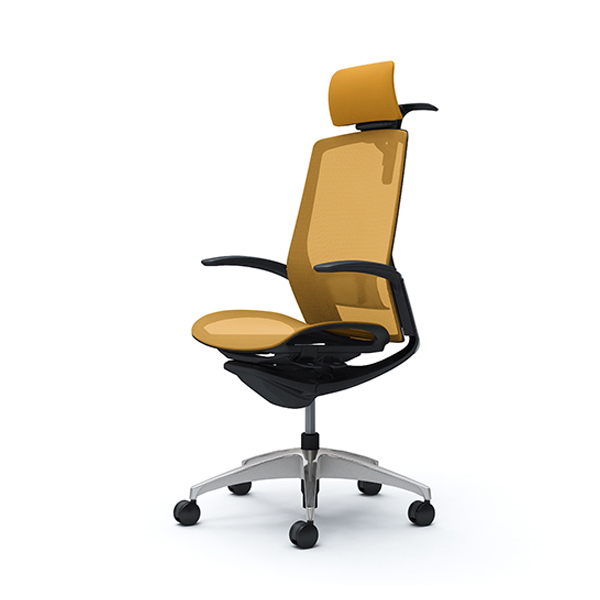 オカムラ フィノラチェア エクストラハイバック 座メッシュ メッキパネル ポリッシュ脚 デザインアーム C74BBS-F1E/C74BBS-F1F