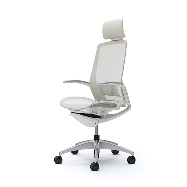 オカムラ フィノラチェア エクストラハイバック 座メッシュ ホワイトパネル ポリッシュ脚 デザインアーム C74ACZ-F1E/C74ACZ-F1F
