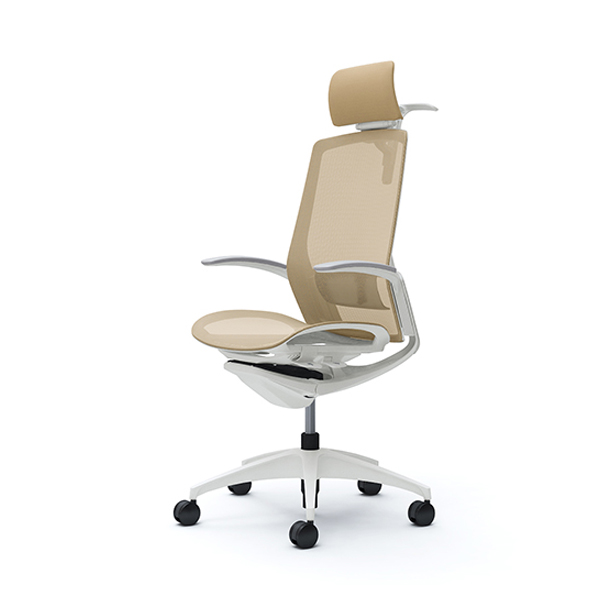 オカムラ フィノラチェア エクストラハイバック 座メッシュ ホワイトパネル ホワイト脚 デザインアーム C74BWZ-F1E/C74BWZ-F1F