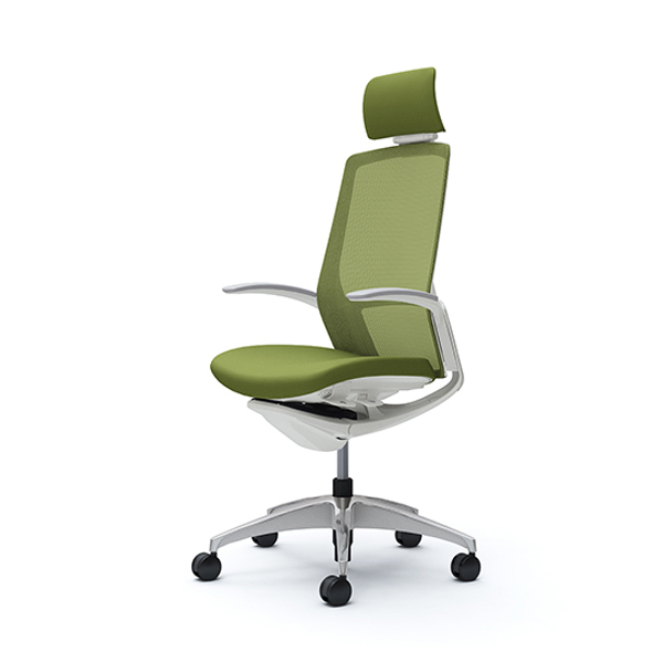 オカムラ フィノラチェア エクストラハイバック 座クッション ホワイトパネル ポリッシュ脚 デザインアーム C74CCW-F1G/C74CCW-F1H