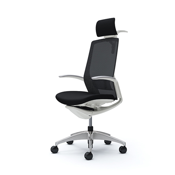 オカムラ フィノラチェア エクストラハイバック 座クッション ホワイトパネル ポリッシュ脚 デザインアーム C74DCZ-F1G/C74DCZ-F1H