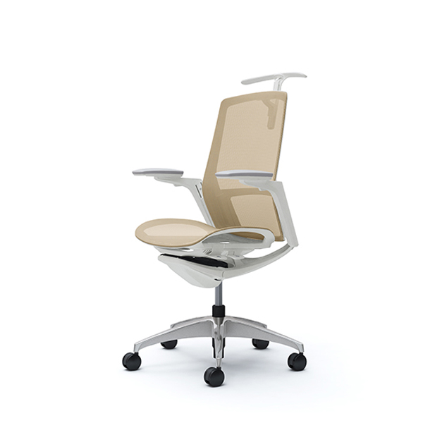 オカムラ フィノラチェア ハイバック 座メッシュ ホワイトパネル ポリッシュ脚 アジャストアーム C786CW-F1E/C786CW-F1F