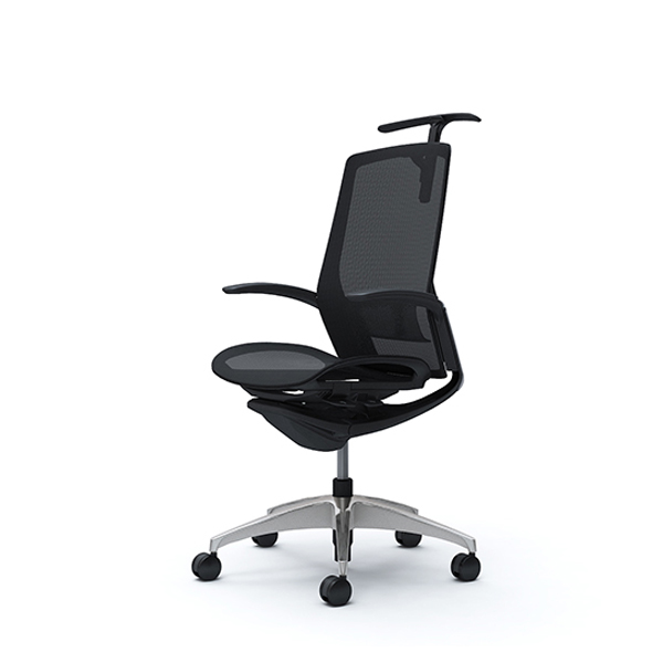 オカムラ フィノラチェア ハイバック 座メッシュ メッキパネル ポリッシュ脚 デザインアーム C746BS-F1E/C746BS-F1F