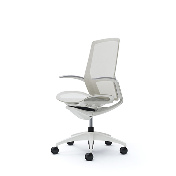 オカムラ フィノラチェア ハイバック 座メッシュ ホワイトパネル ホワイト脚 デザインアーム C745WW-F1E/C745WW-F1F