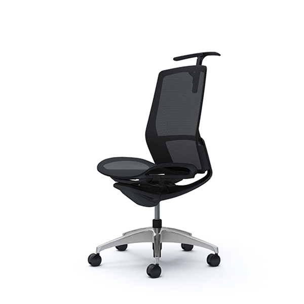 オカムラ フィノラチェア ハイバック 座メッシュ ブラックパネル ポリッシュ脚 肘なし C736AR-F1E/C736AR-F1F