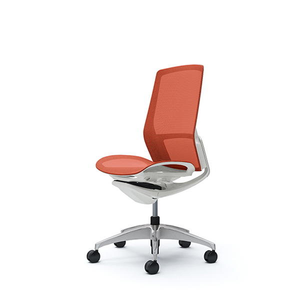 オカムラ フィノラチェア ハイバック 座メッシュ ホワイトパネル ポリッシュ脚 肘なし C735CW-F1E/C735CW-F1F