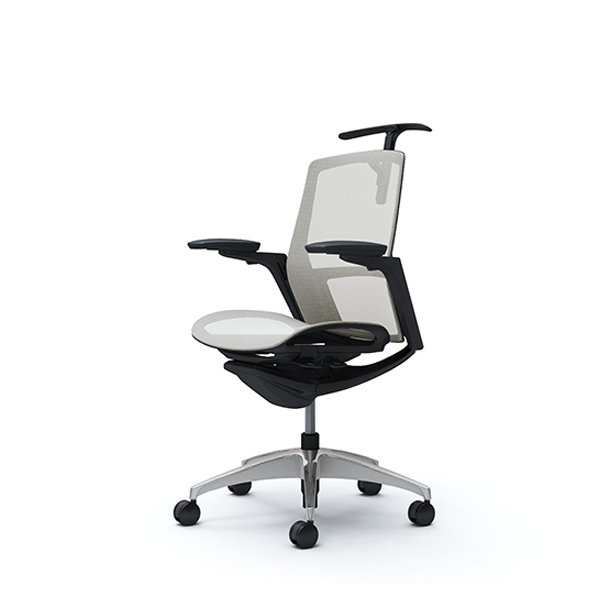 オカムラ フィノラチェア ミドルバック 座メッシュ ブラックパネル ポリッシュ脚 アジャストアーム C782AR-F1E/C782AR-F1F