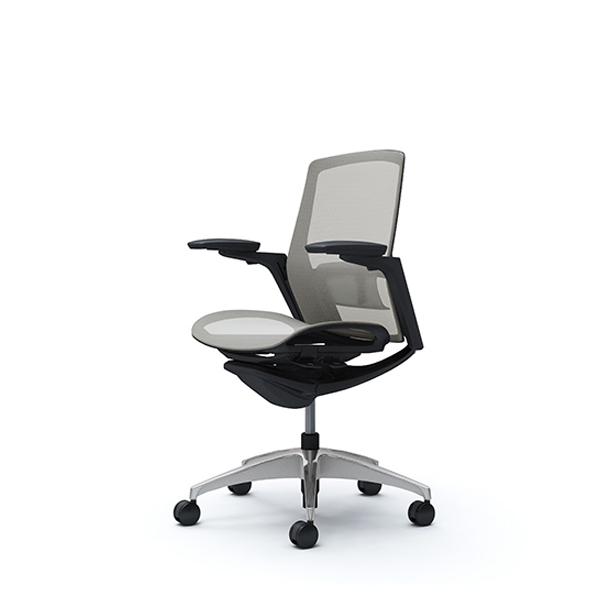 オカムラ フィノラチェア ミドルバック 座メッシュ ブラックパネル ポリッシュ脚 アジャストアーム C781AS-F1E/C781AS-F1F