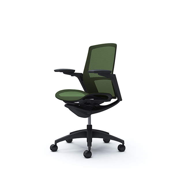 オカムラ フィノラチェア ミドルバック 座メッシュ ブラックパネル ブラック脚 アジャストアーム C781MR-F1E/C781MR-F1F