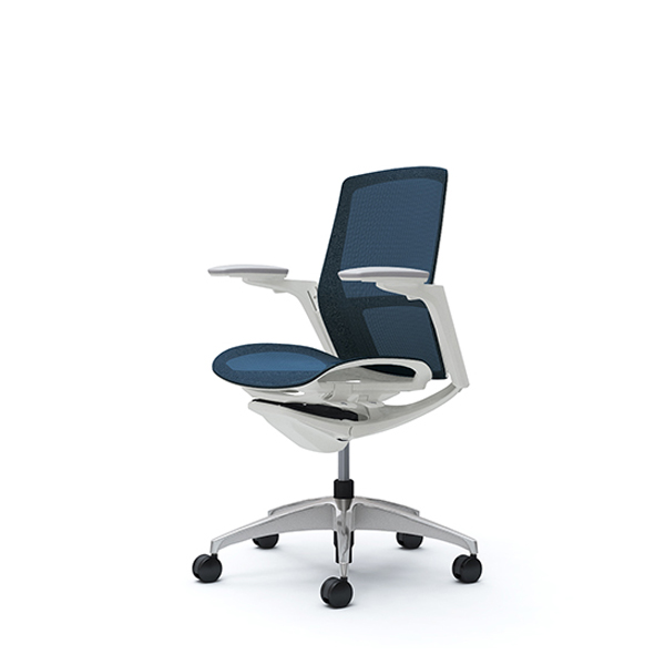 オカムラ フィノラチェア ミドルバック 座メッシュ ホワイトパネル ポリッシュ脚 アジャストアーム C781CW-F1E/C781CW-F1F