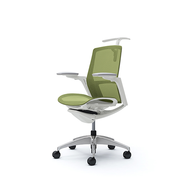 オカムラ フィノラチェア ミドルバック 座メッシュ ホワイトパネル ポリッシュ脚 アジャストアーム C782CW-F1E/C782CW-F1F