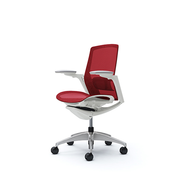 オカムラ フィノラチェア ミドルバック 座メッシュ ホワイトパネル ポリッシュ脚 アジャストアーム C781CZ-F1E/C781CZ-F1F