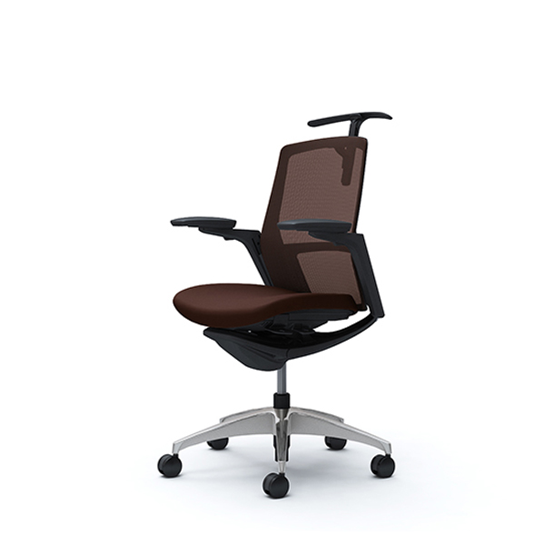 オカムラ フィノラチェア ミドルバック 座クッション ブラックパネル ポリッシュ脚 アジャストアーム C784AR-F1G/C784AR-F1H