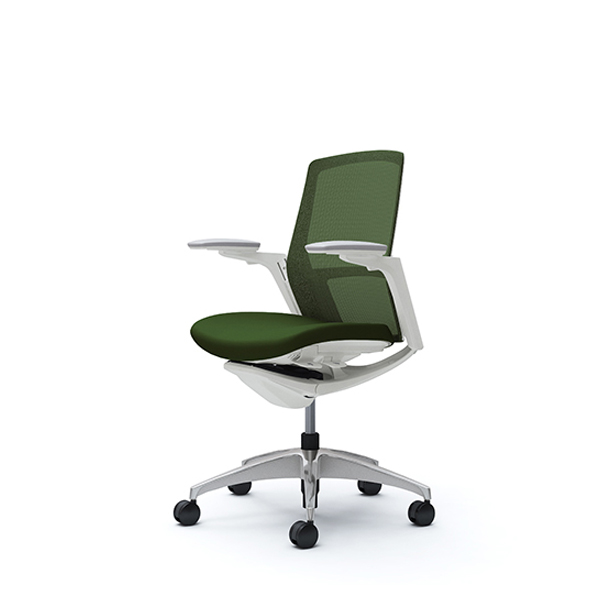 オカムラ フィノラチェア ミドルバック 座クッション ホワイトパネル ポリッシュ脚 アジャストアーム C783CW-F1G/C783CW-F1H