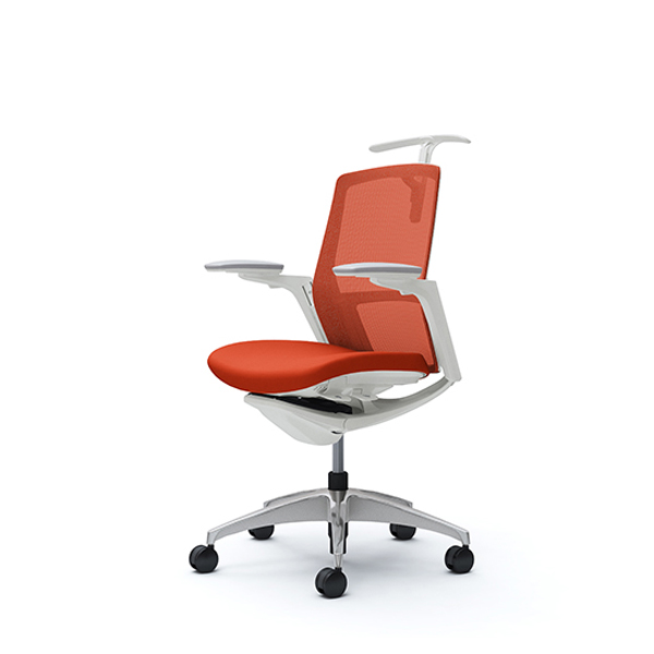 オカムラ フィノラチェア ミドルバック 座クッション ホワイトパネル ポリッシュ脚 アジャストアーム C784CW-F1G/C784CW-F1H