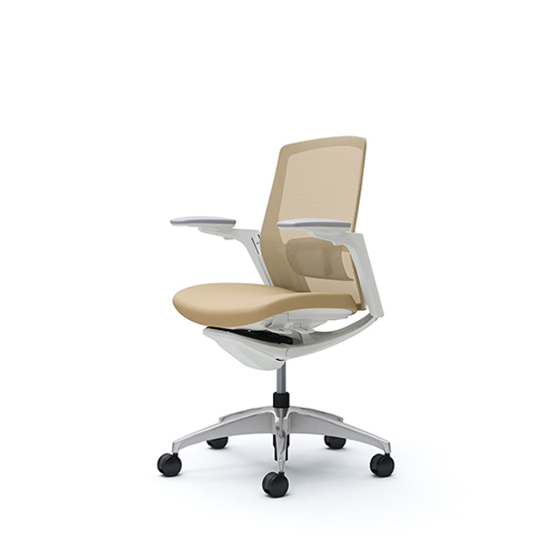 オカムラ フィノラチェア ミドルバック 座クッション ホワイトパネル ポリッシュ脚 アジャストアーム C783CZ-F1G/C783CZ-F1H