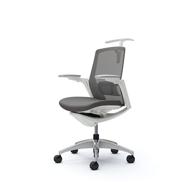 オカムラ フィノラチェア ミドルバック 座クッション ホワイトパネル ポリッシュ脚 アジャストアーム C784CZ-F1G/C784CZ-F1H