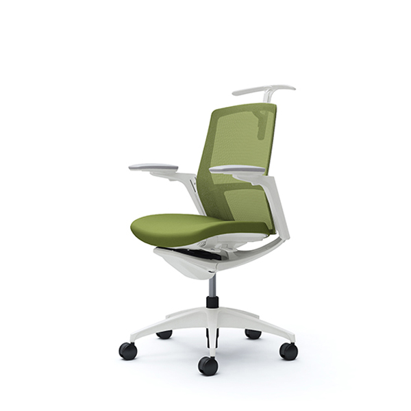 オカムラ フィノラチェア ミドルバック 座クッション ホワイトパネル ホワイト脚 アジャストアーム C784WW-F1G/C784WW-F1H