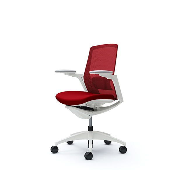 オカムラ フィノラチェア ミドルバック 座クッション ホワイトパネル ホワイト脚 アジャストアーム C783WZ-F1G/C783WZ-F1H