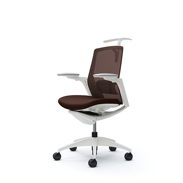 オカムラ フィノラチェア ミドルバック 座クッション ホワイトパネル ホワイト脚 アジャストアーム C784WZ-F1G/C784WZ-F1H