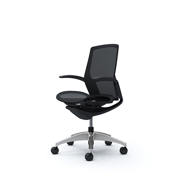 オカムラ フィノラチェア ミドルバック 座メッシュ メッキパネル ポリッシュ脚 デザインアーム C741BR-F1E/C741BR-F1F