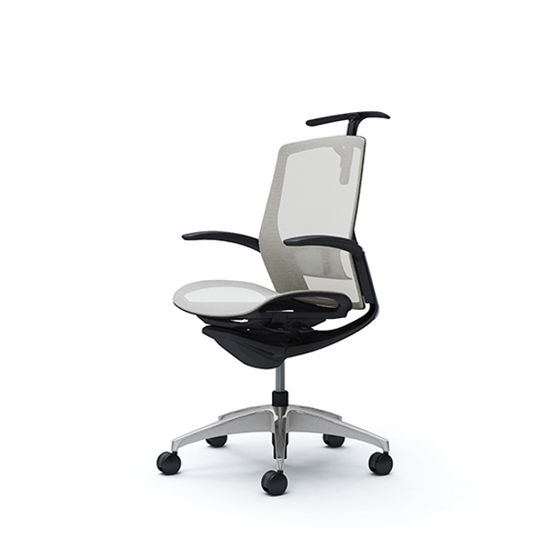 オカムラ フィノラチェア ミドルバック 座メッシュ メッキパネル ポリッシュ脚 デザインアーム C742BS-F1E/C742BS-F1F