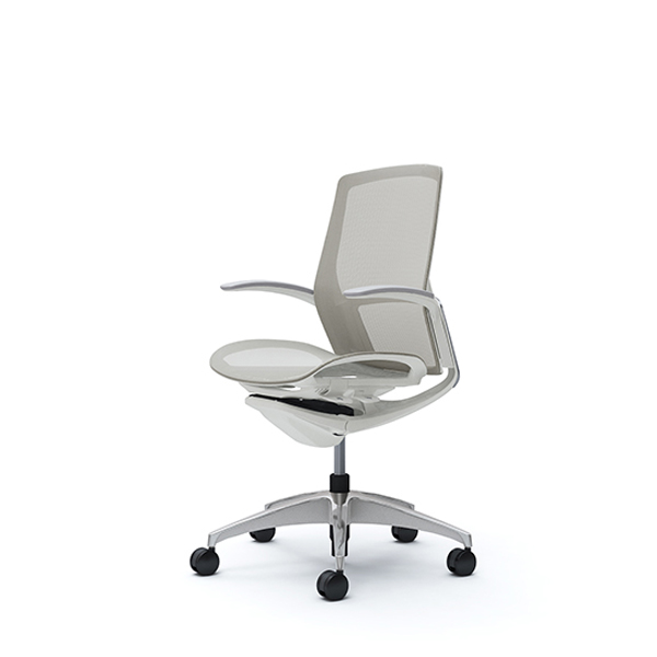 オカムラ フィノラチェア ミドルバック 座メッシュ メッキパネル ポリッシュ脚 デザインアーム C741BW-F1E/C741BW-F1F