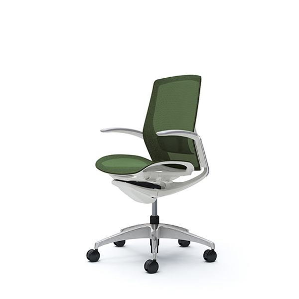 オカムラ フィノラチェア ミドルバック 座メッシュ メッキパネル ポリッシュ脚 デザインアーム C741BZ-F1E/C741BZ-F1F