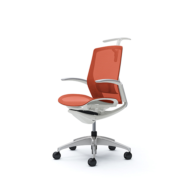 オカムラ フィノラチェア ミドルバック 座メッシュ メッキパネル ポリッシュ脚 デザインアーム C742BZ-F1E/C742BZ-F1F