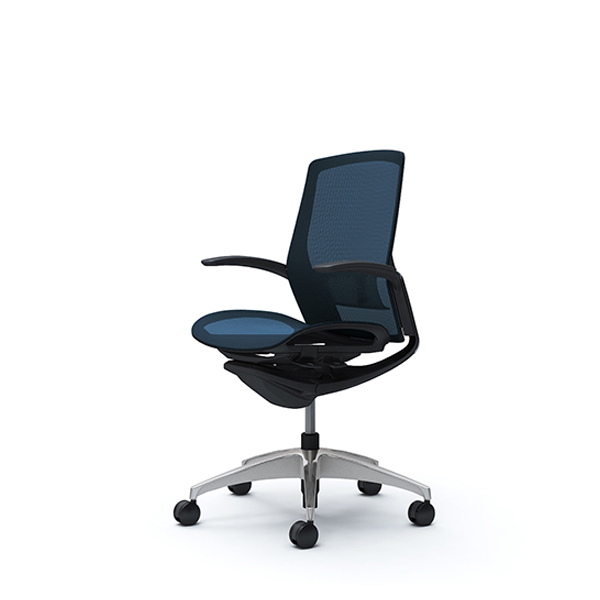 オカムラ フィノラチェア ミドルバック 座メッシュ ブラックパネル ポリッシュ脚 デザインアーム C741AS-F1E/C741AS-F1F