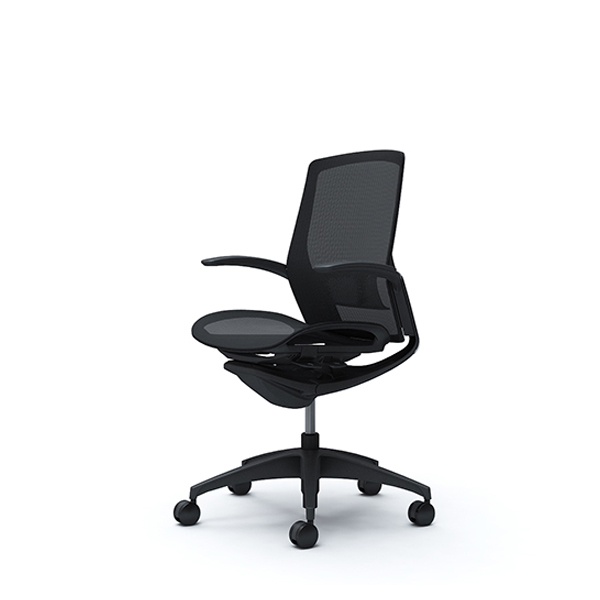 オカムラ フィノラチェア ミドルバック 座メッシュ ブラックパネル ブラック脚 デザインアーム C741MS-F1E/C741MS-F1F