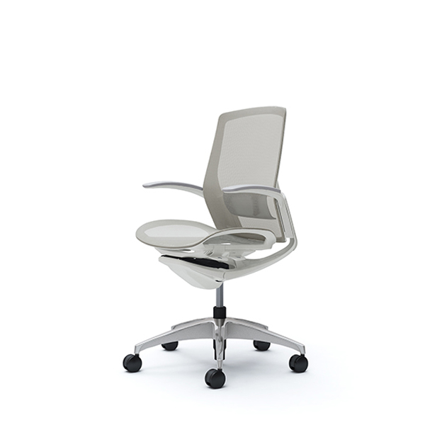 オカムラ フィノラチェア ミドルバック 座メッシュ ホワイトパネル ポリッシュ脚 デザインアーム C741CZ-F1E/C741CZ-F1F