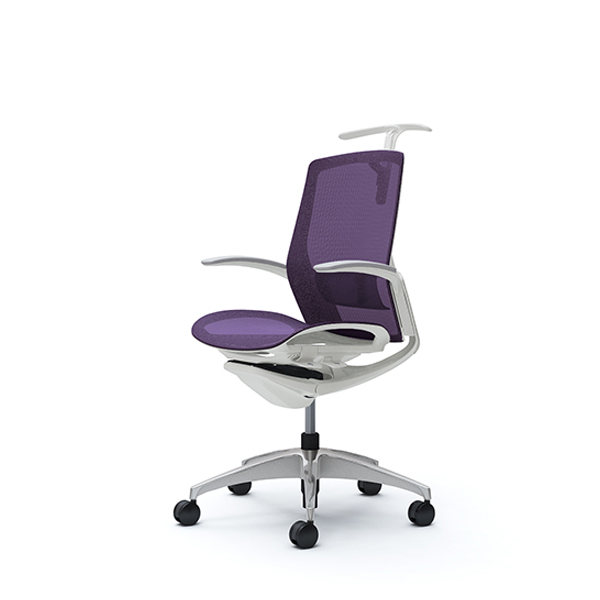 オカムラ フィノラチェア ミドルバック 座メッシュ ホワイトパネル ポリッシュ脚 デザインアーム C742CZ-F1E/C742CZ-F1F