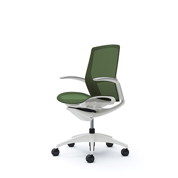 オカムラ フィノラチェア ミドルバック 座メッシュ ホワイトパネル ホワイト脚 デザインアーム C741WW-F1E/C741WW-F1F