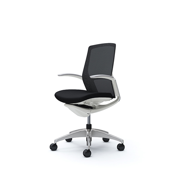 オカムラ フィノラチェア ミドルバック 座クッション メッキパネル ポリッシュ脚 デザインアーム C743BW-F1G/C743BW-F1H