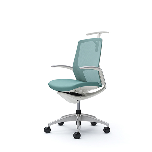 オカムラ フィノラチェア ミドルバック 座クッション メッキパネル ポリッシュ脚 デザインアーム C744BW-F1G/C744BW-F1H