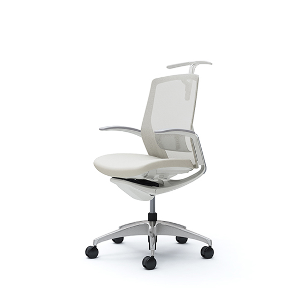 オカムラ フィノラチェア ミドルバック 座クッション メッキパネル ポリッシュ脚 デザインアーム C744BZ-F1G/C744BZ-F1H